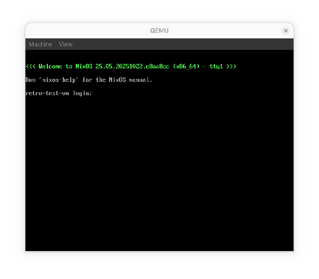 qemu showing login prompt